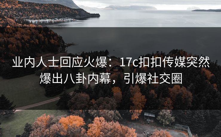 业内人士回应火爆：17c扣扣传媒突然爆出八卦内幕，引爆社交圈