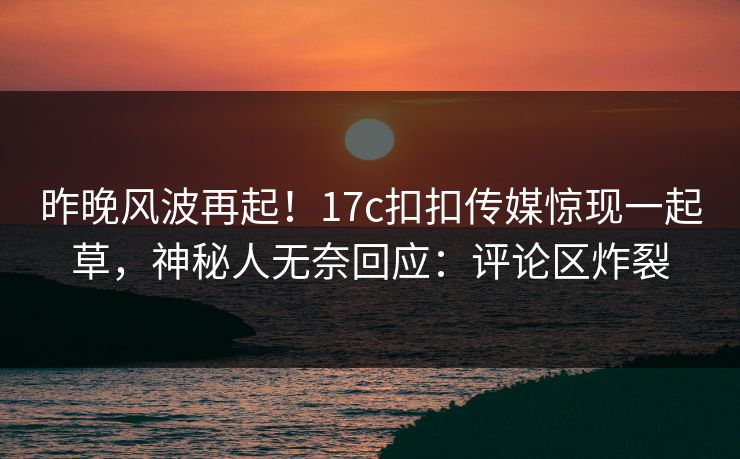 昨晚风波再起！17c扣扣传媒惊现一起草，神秘人无奈回应：评论区炸裂