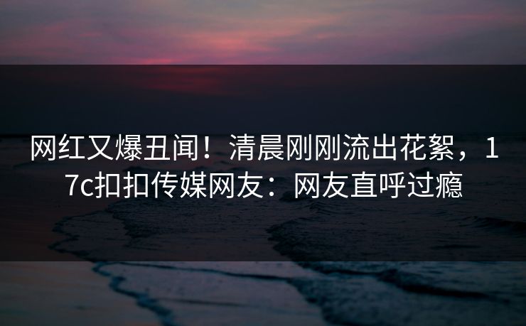 网红又爆丑闻！清晨刚刚流出花絮，17c扣扣传媒网友：网友直呼过瘾