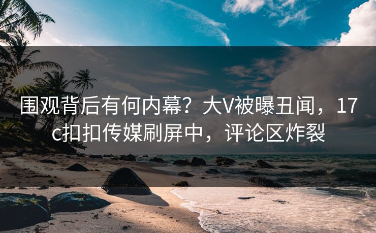 围观背后有何内幕？大V被曝丑闻，17c扣扣传媒刷屏中，评论区炸裂