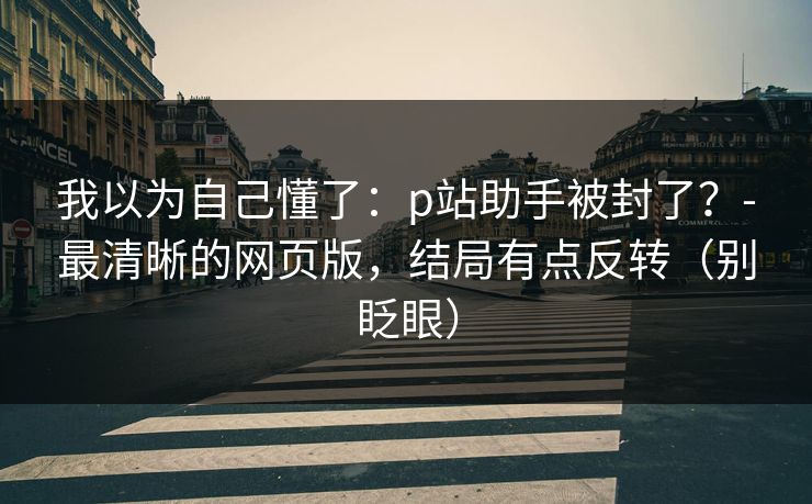我以为自己懂了：p站助手被封了？-最清晰的网页版，结局有点反转（别眨眼）